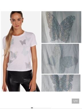 Lauren Moshi Crystal Opal Butterflies tee
